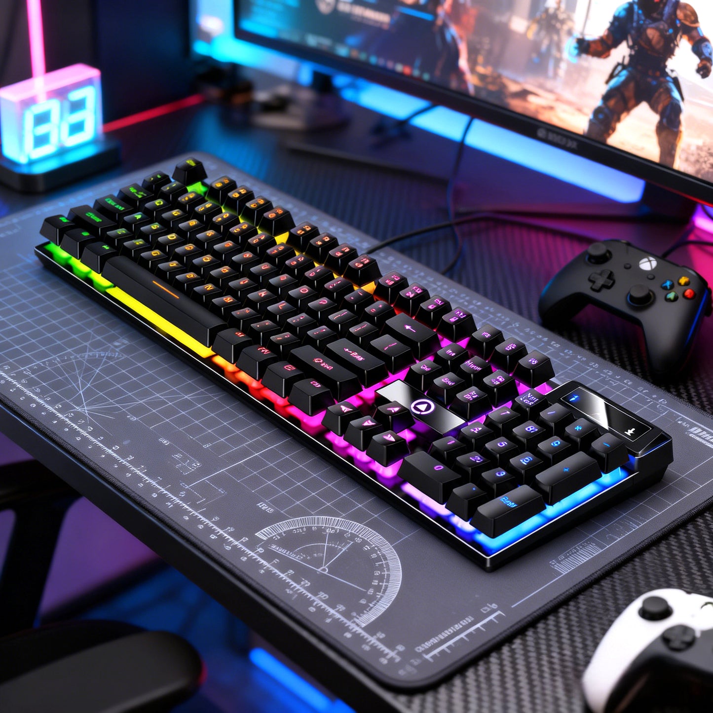 Silver Carving KMS00 Luminous Keyboard Mouse Headset Three or four-piece set USB wired game mechanical feel computer pad
