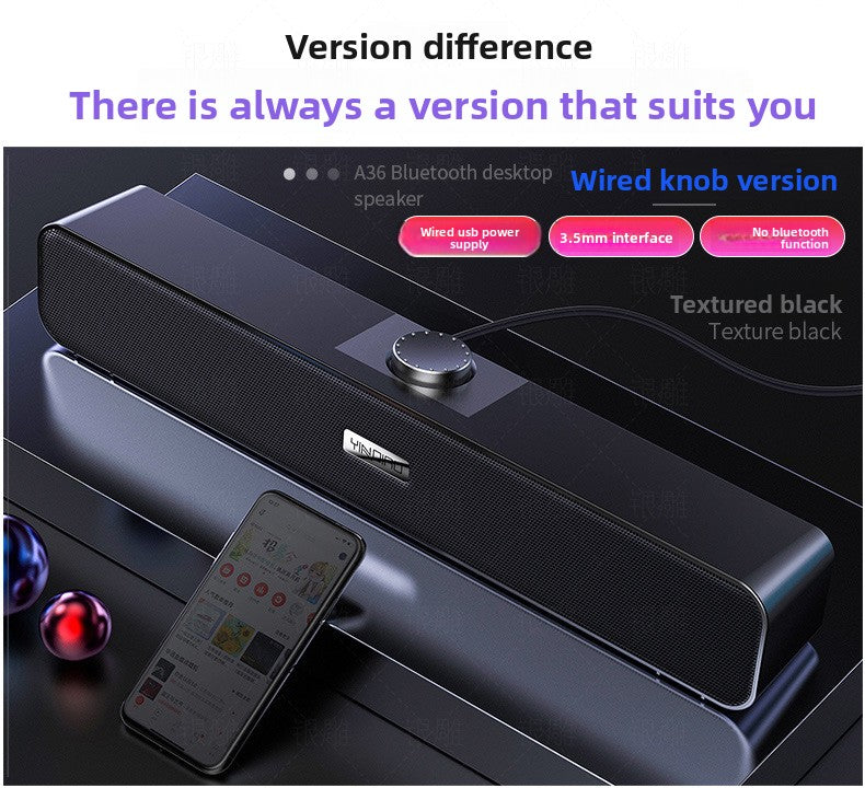 Silver Diao A36 Computer Bluetooth Audio USB Smart Speaker Subwoofer Card