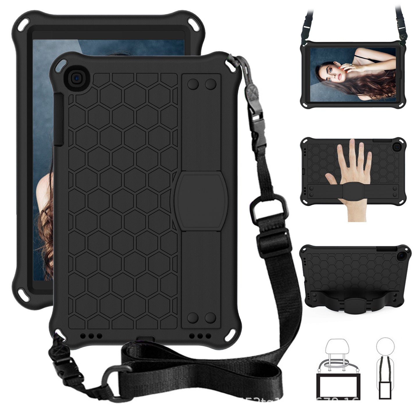 Suitable for Samsung tablet T510/T515 protective case EVA anti-drop case 10.1 inch hand rest bracket 2019 shoulder strap protective Accessories