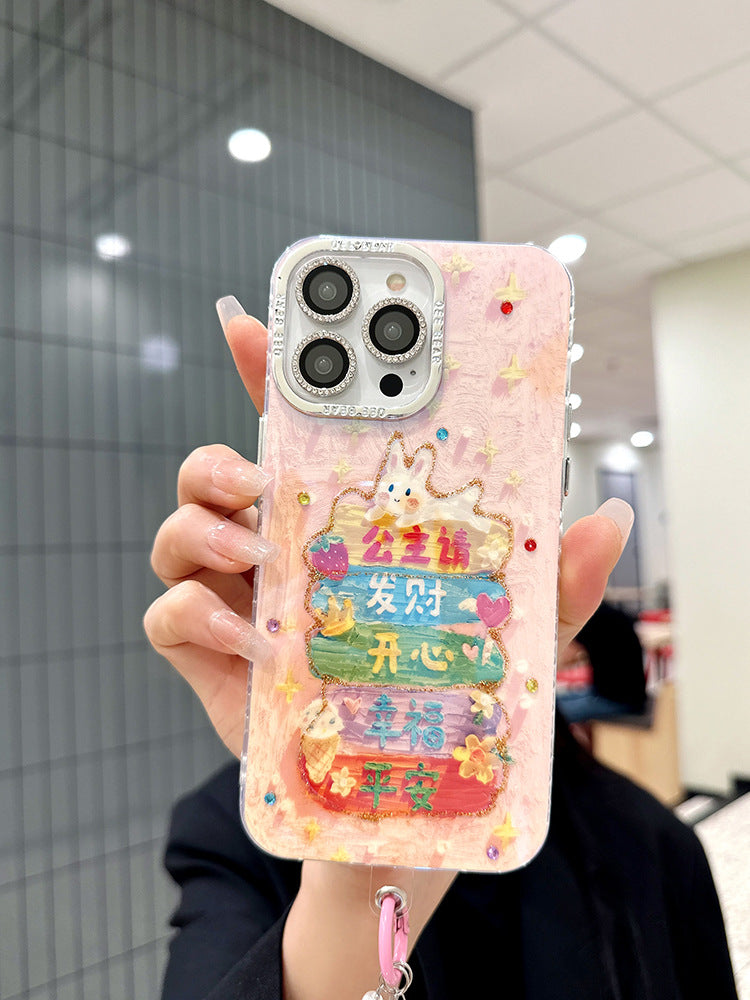 Accessories Princess please get rich Apply to Apple 15promax mobile phone case iPhone14 protective case 13 new cute