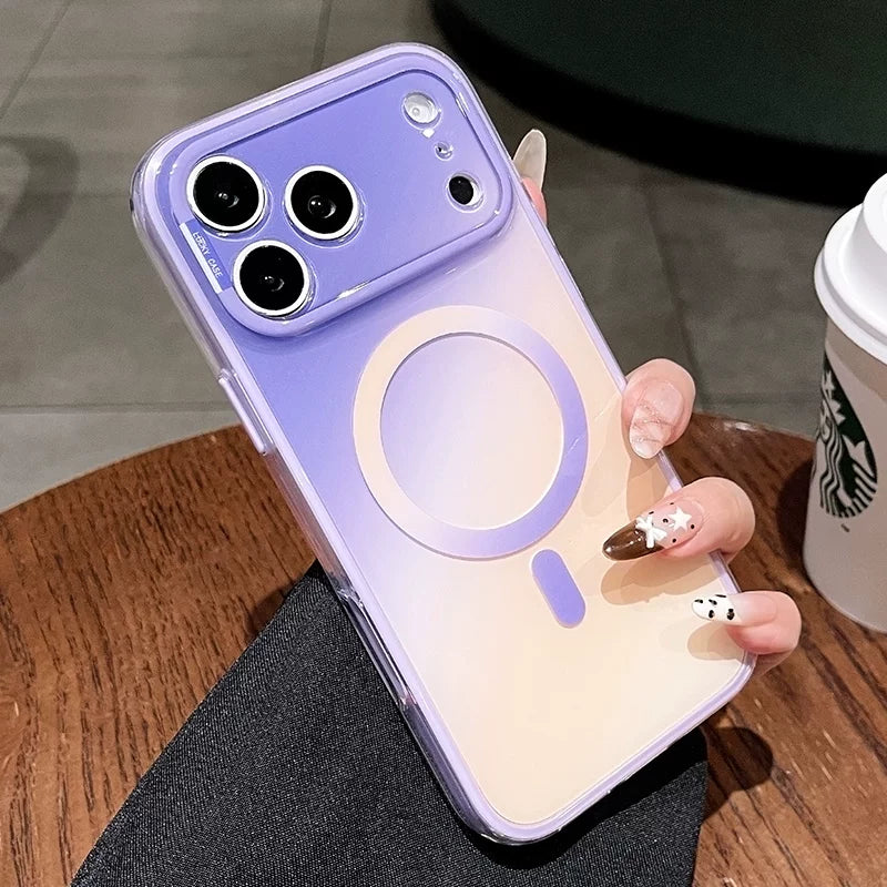 2-in-1 Dual-layer Magnetic Case for iPhone 17 Pro Max New iPhone 16 Gradient Color Block Magnetic Fashion Protective Case 15 Pro Men and Women Shockproof Case Phone Accessories