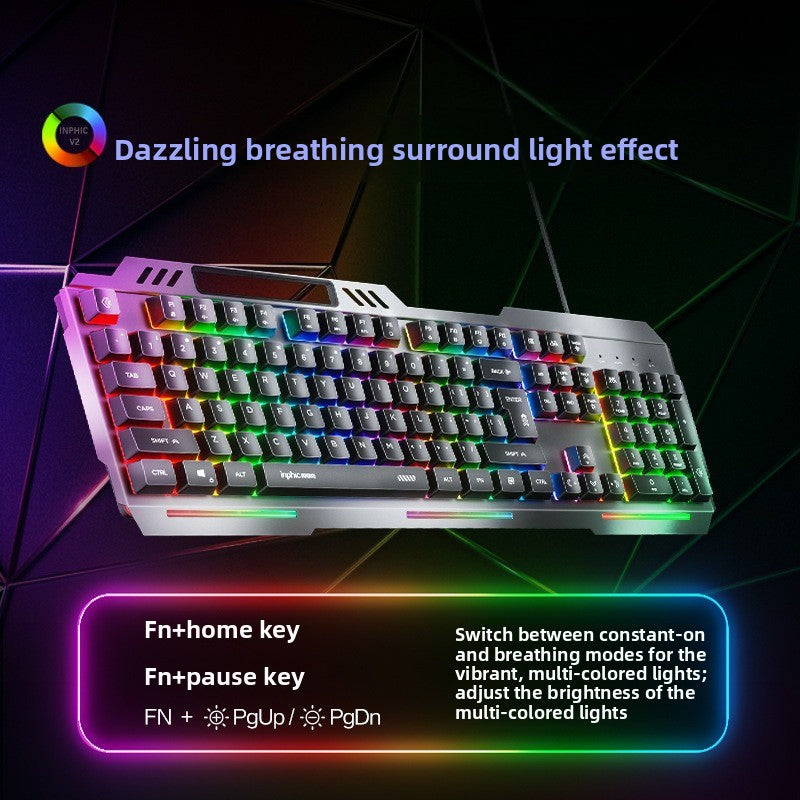 K2 wired keyboard metal panel mechanical feel e-sports game luminous Internet cafe film