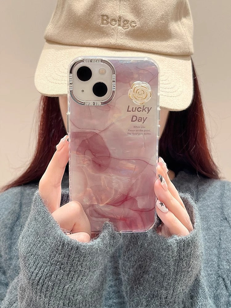 Accessories Smudge shell pattern for Apple 15promax mobile phone case 14 camellia 12 three-dimensional iphone13 women 11 tide