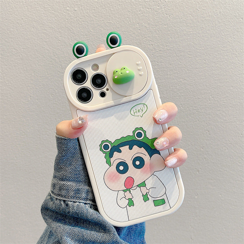 Accessories Cute Frog Applicable to Apple 15 Mobile Phone Case New iPhone 14Pro Women's 13 Silicone 11 Window Push All-inclusive Anti-