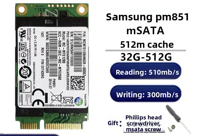 Laptop SSD for Samsung PM851 128G 256G 512G MSATA  TLC  MLC  64G 32G Toshiba Hynix Kingston Micron SanDisk solid state disk