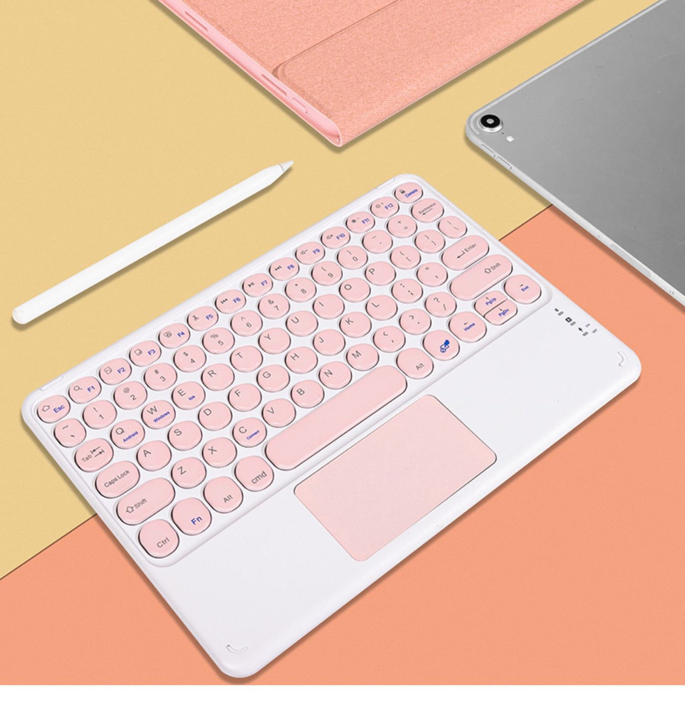 Manufacturer wholesale bluetooth retro round second control bluetooth keyboard tablet light bluetooth keyboard and mouse set protective Accessories