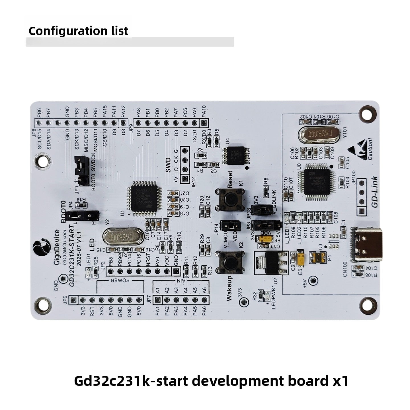 Entry-level development board by GigaDevice built around the Arm Cortex-M23 core GD32C231K-START Cortex-M23  entry-level microcontroller MCU Development Kit tools