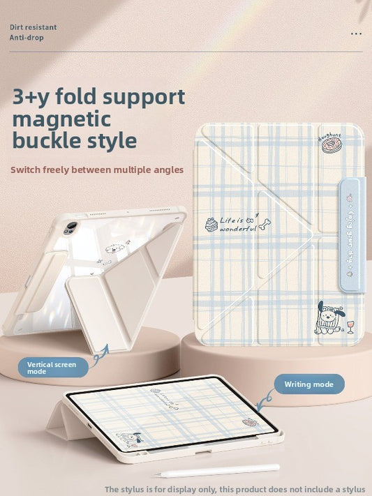 For huawei tablet case 2026 new matepad115s tablet case air12 with pen slot 2024 light and thin 11.5 inch magnetic buckle padpro anti-bend and fall se happy puppy Tablet Accessories