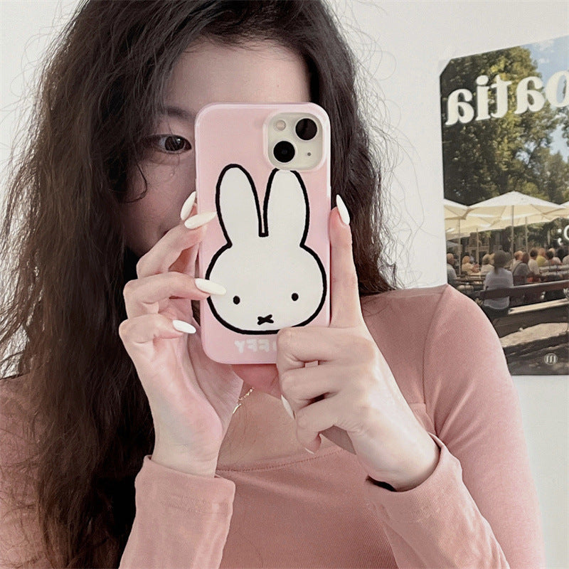 Accessories (Shipping fee not included) Cartoon pink Miffy Rabbit for Apple 14promax mobile phone case anti-drop iphone13/12 cute fun