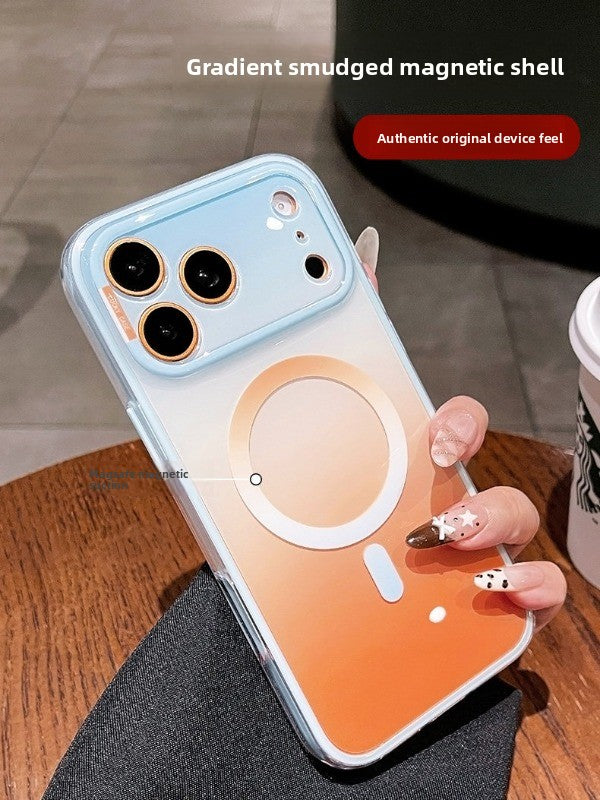 2-in-1 Dual-layer Magnetic Case for iPhone 17 Pro Max New iPhone 16 Gradient Color Block Magnetic Fashion Protective Case 15 Pro Men and Women Shockproof Case Phone Accessories