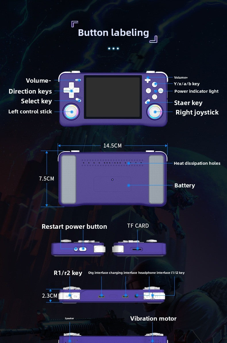 3.5" inch XF35H IPS HD WIFI Online match fight Linux Dual 3D joysticks RGB 4000mAh rechargable supporting 2.4G wireless Gamepad connected games Handheld  Player console