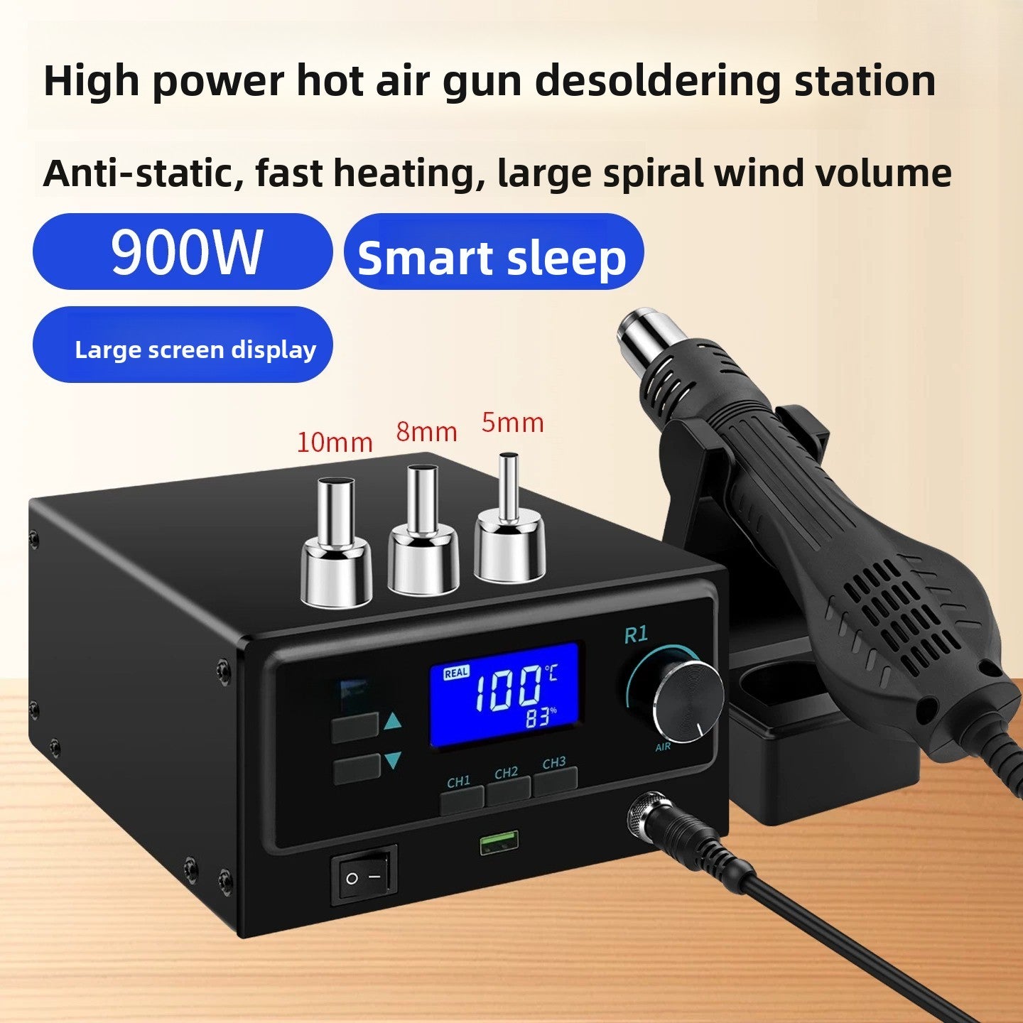 Welding table electric soldering iron hot air gun 2-in-1 mobile phone repair dismantling welding gun small high temperature solder 8586d phone laptop repair tools