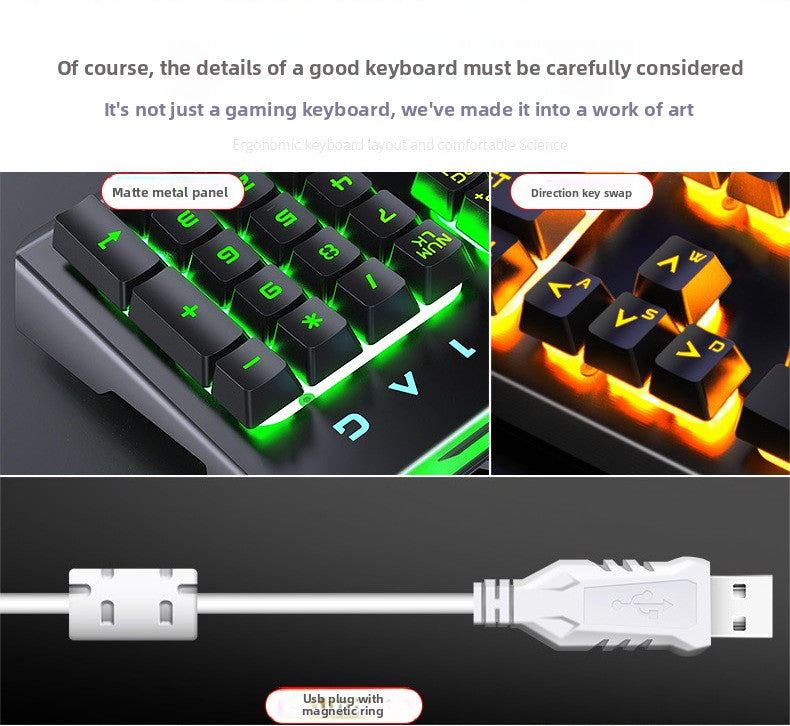 Silver engraving V2 mechanical feel knob gaming keyboard desktop computer notebook wired luminous e-sports