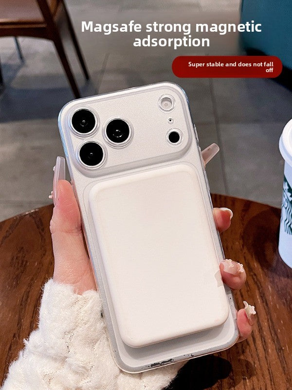 Ultra-thin ice mist magnetic suction for iPhone 17promax mobile phone case New iPhone16 skin matte fine hole all-inclusive protective case 15pro semi-transparent anti-drop case Phone accessories