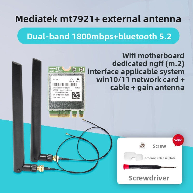 Wifi card for MT7922/MT7925/MT7902 WiFi6 WiFi6E MediaTek AW-XB604NF MT7921K MT7927 MT7922A22M MT7902 MT7925B22M RZ616 RZ608 RZ717 RZ608 0C011-00300100 0R5DHJ Wireless network interface card Bluetooth 5.4 Laptop Desktop AMD