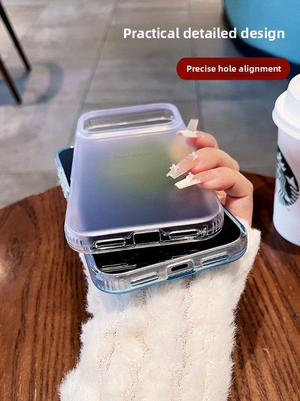 Semi-transparent gradual change blush For iPhone 18promax mobile phone case New iPhone17 smudged English letter protective case 16pro Summer clear women's simple case Phone Accessories