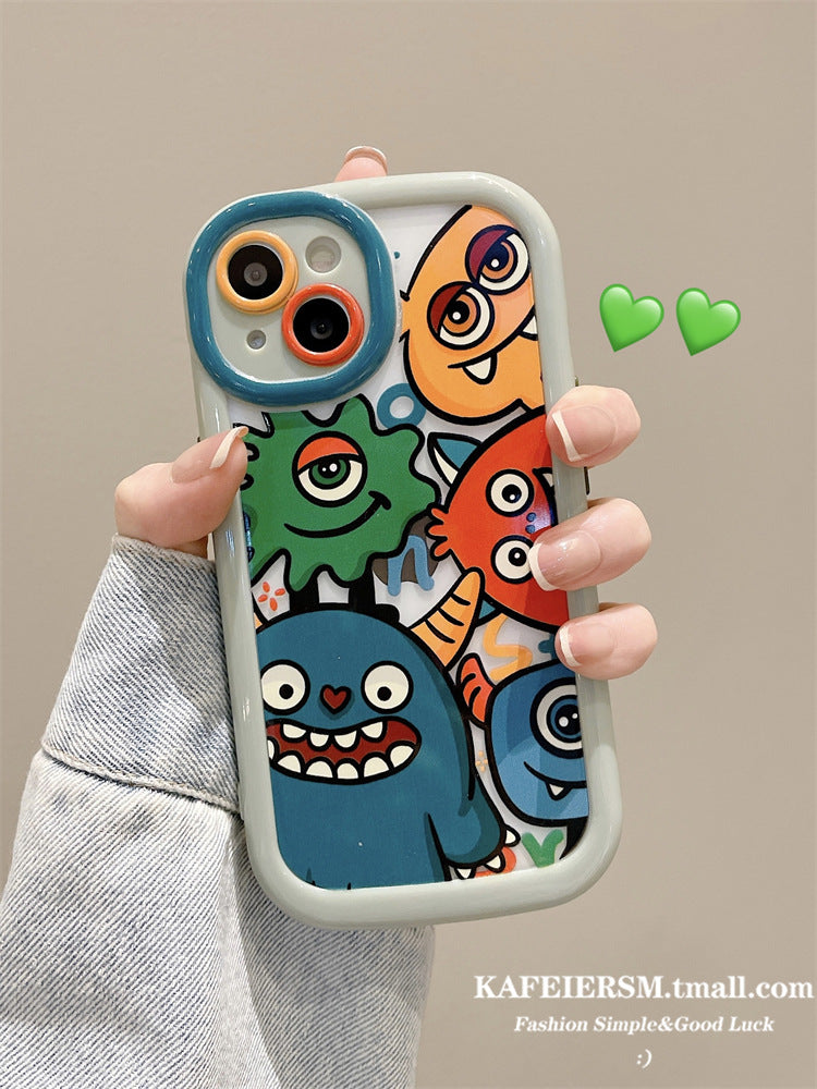 Accessories for iphone15promax mobile phone case Apple 13 fun cute little monster 13 pro cartoon new female