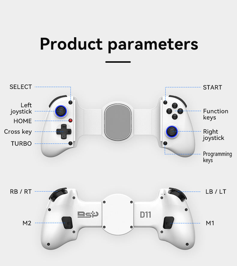 D11  Stretch Game Streaming Handle Wireless Hall Trigger Macro Back Key Switch/Android /IOS/PC