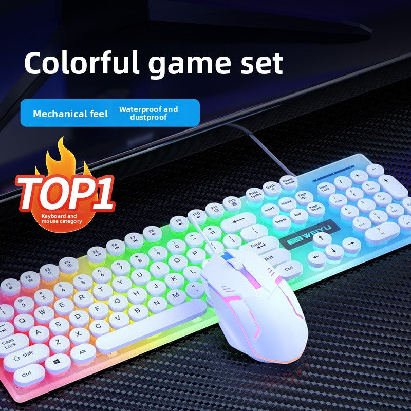 USB punk high-value silent wired keyboard mouse luminous set desktop laptop