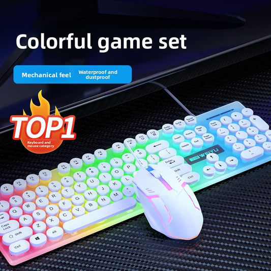 USB punk high-value silent wired keyboard mouse luminous set desktop laptop