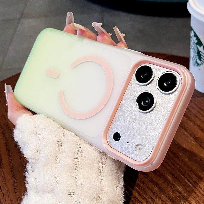 Skin feeling gradual change Magnetic suction For iPhone 18promax mobile phone case New iPhone17 matte semi-transparent back plate 16pro High protection at the lens Women's simple shell Phone Accessories