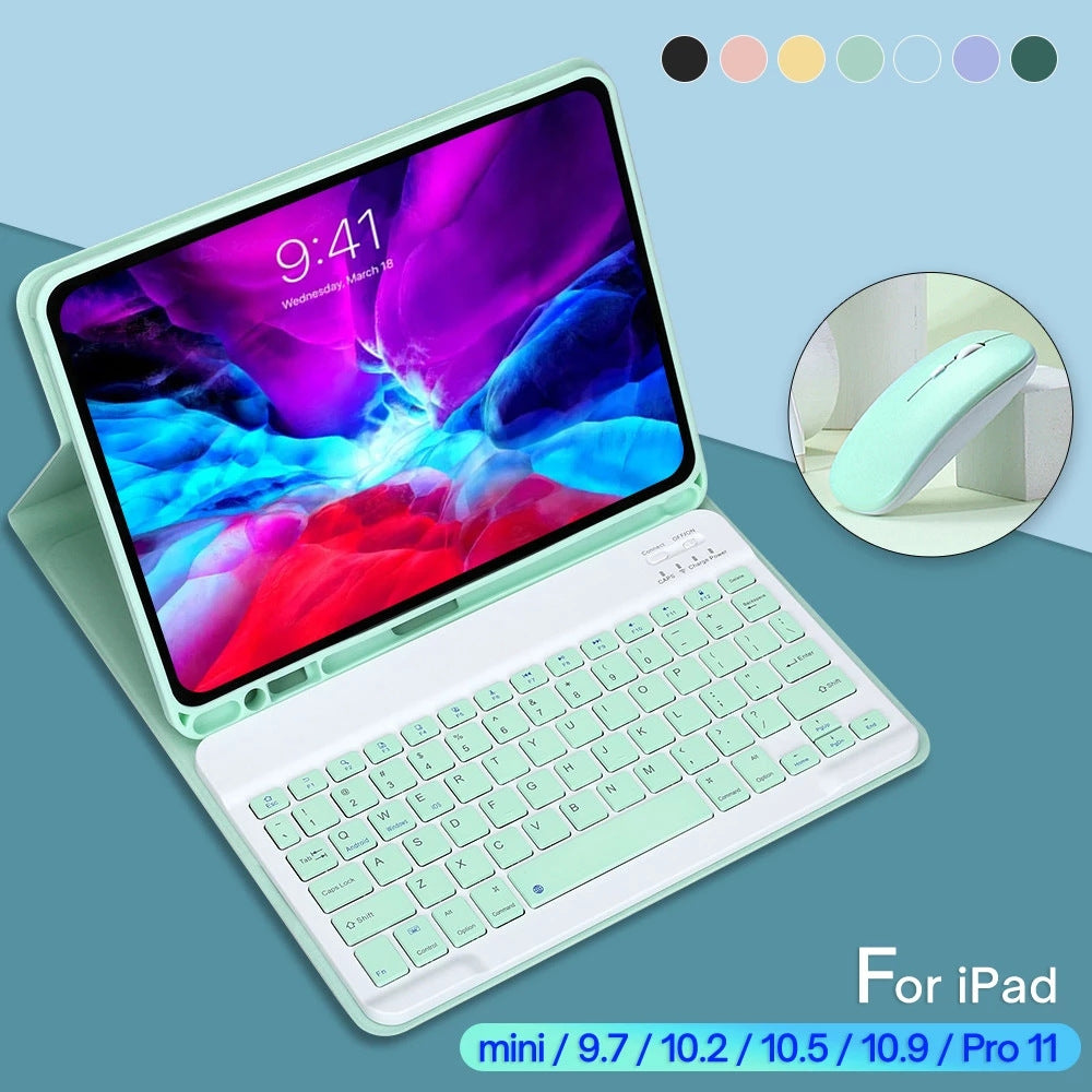 For iPad10 Bluetooth Keyboard Pro11 Case air4 Mouse 10.2 Tablet iPad789 Pen Slot Leather Case protective Accessories