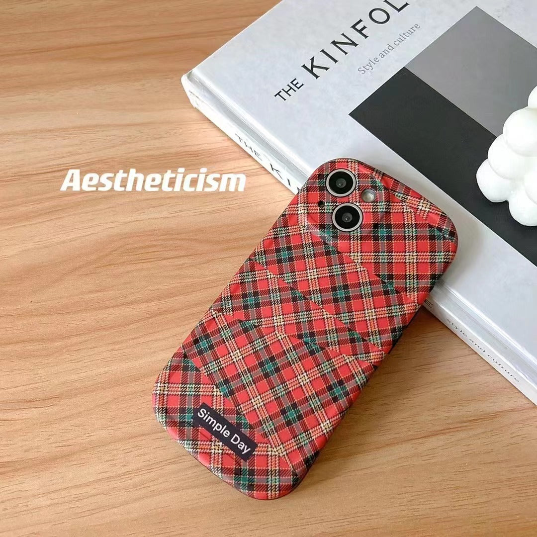 Accessories Plaid Pearl Wristband for iPhone15promax Apple 14 mobile phone case 11 new 12 all-inclusive 13 soft case