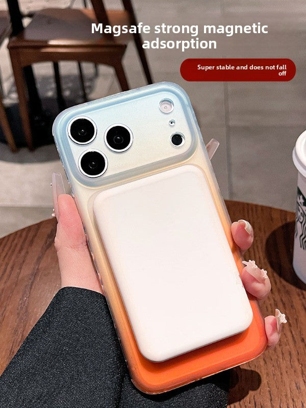Double-sided matte silver magnetic suction for iPhone 17promax mobile phone case New iPhone16 semi-transparent matte gradual change smudge protective case 15pro built-in magnetic case Phone accessories