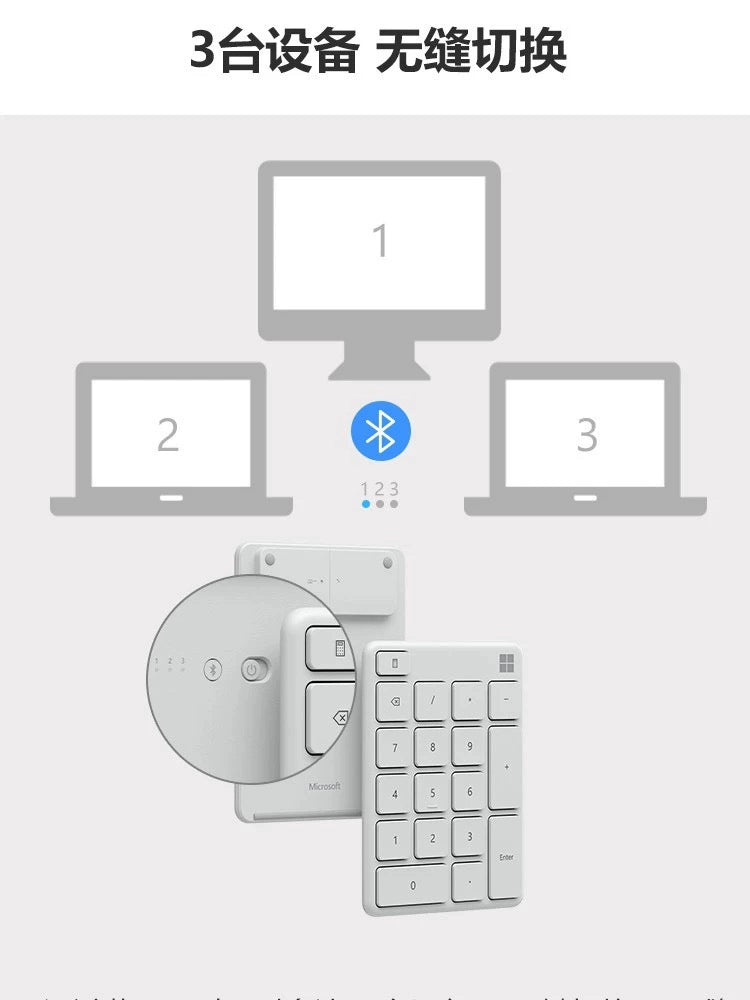 Microsoft Microsoft, wireless Bluetooth, numeric keypad, light and compact custom key calculation, finance, office