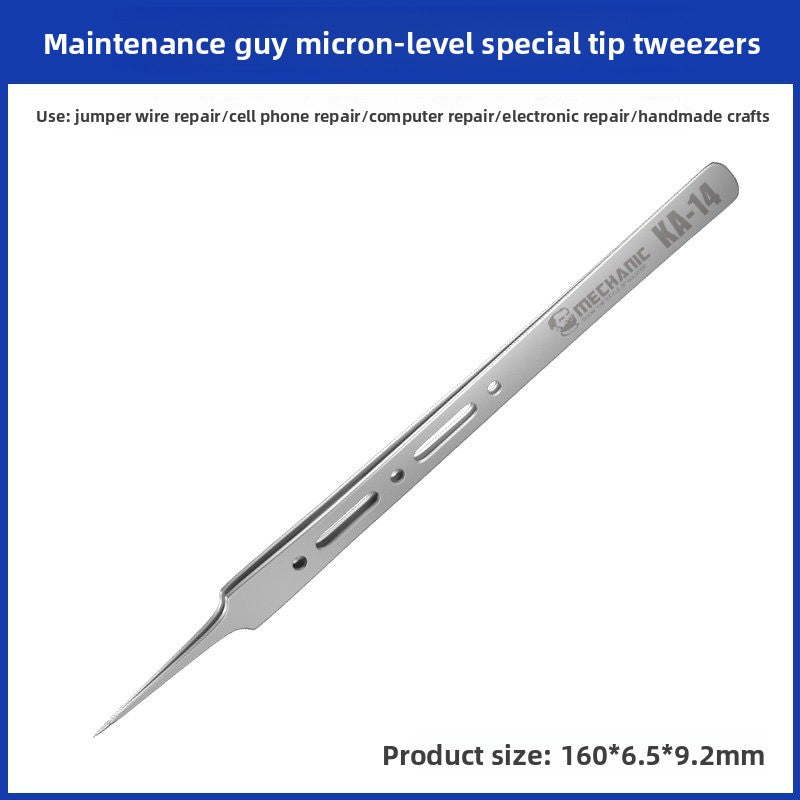 Stainless steel bend, extra hard antimagnetic tweezers, high precision straight bend pointed tweezers, mobile phone repair, anti-static repair tools