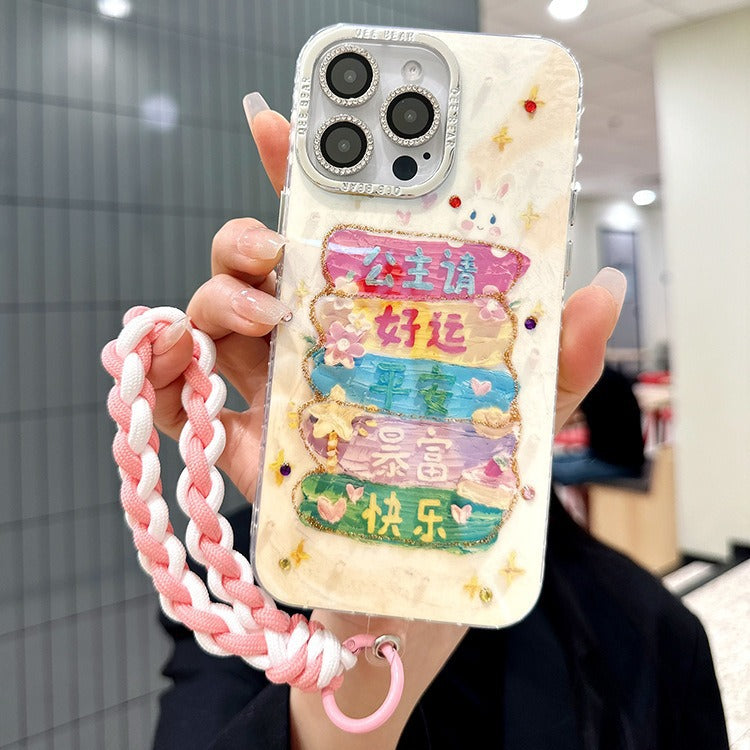 Accessories Princess please get rich Apply to Apple 15promax mobile phone case iPhone14 protective case 13 new cute