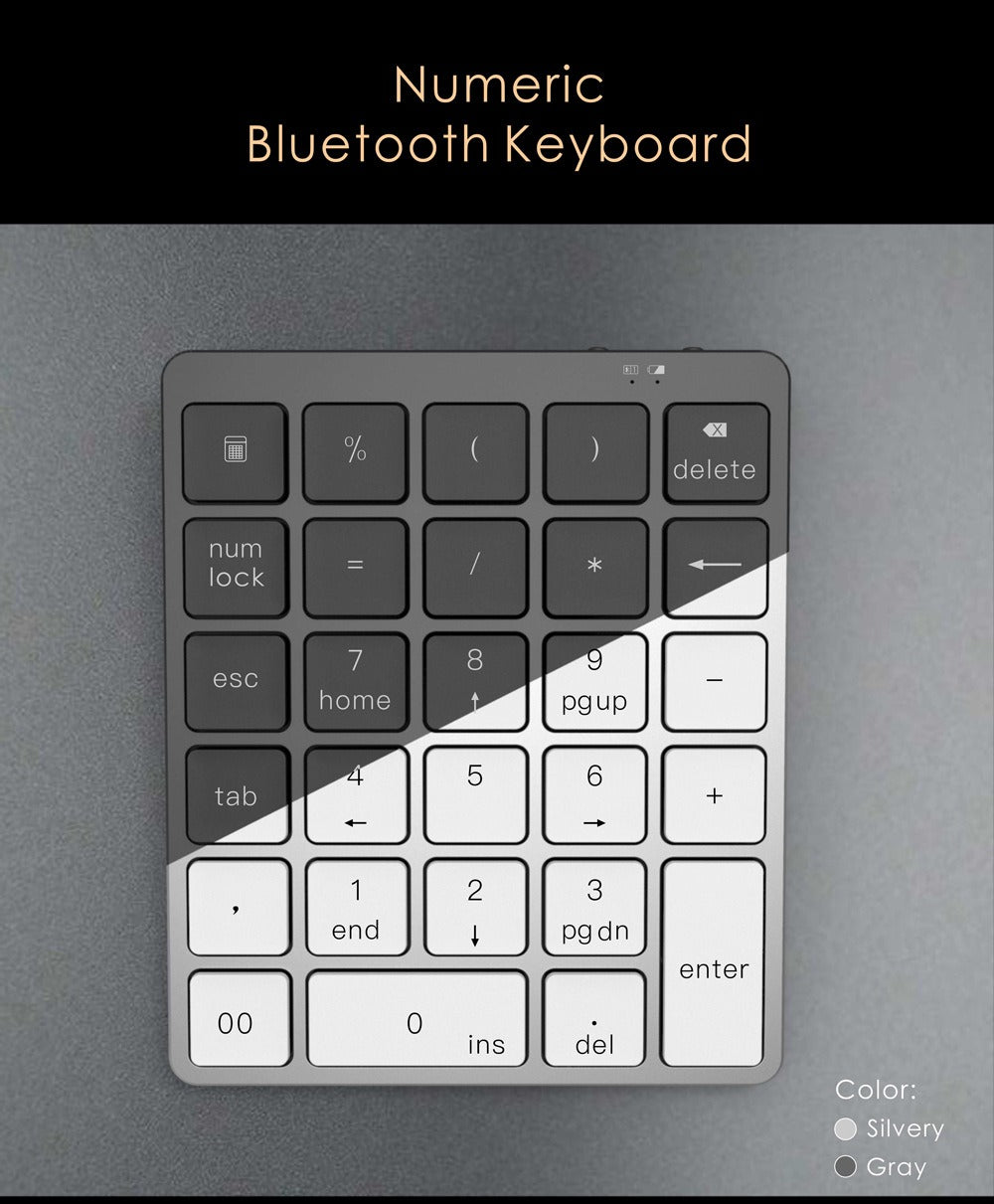 Aluminum alloy 28-key numeric keypad mini portable bluetooth numeric keypad charging bluetooth phablet keypad