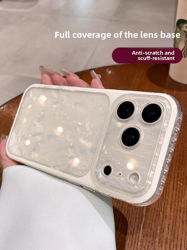 Laser shell pattern for iPhone 17promax mobile phone case new iPhone16 soft edge anti-drop belt wrist lanyard silicone women's 15pro super good-looking light shell Phone accessories