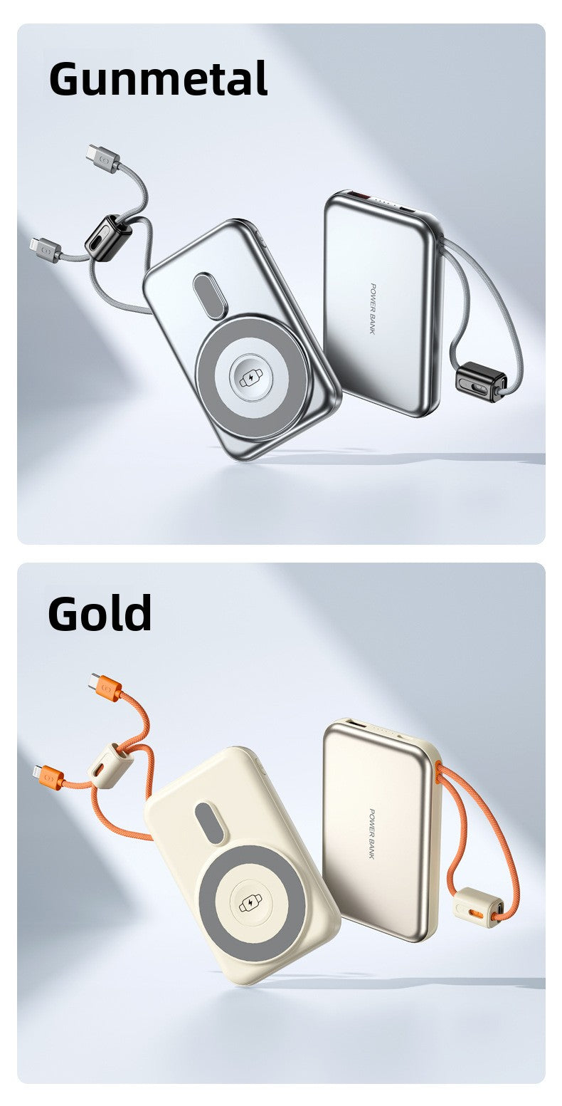 KC magnetic power bank 10000 mAh with its own cable ultra-thin watch earphones wireless fast charging power bank