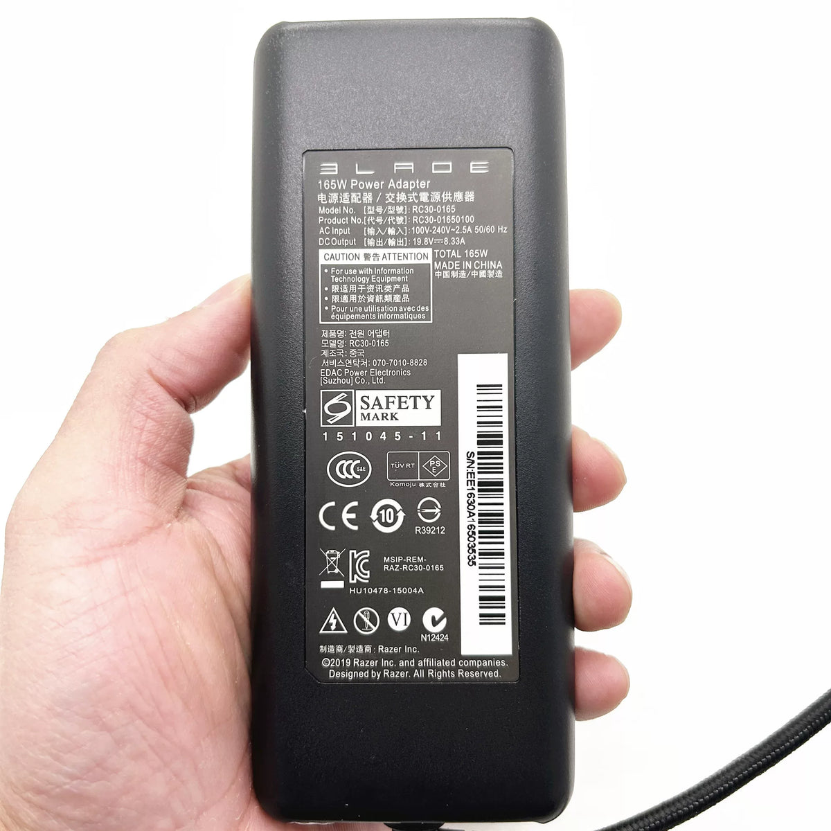 Genuine New Adapter RC30-0156 165W 19.8V 8.33A AC Adapter Charger for Razer Blade 14 RC30-0165 RC03-0156 RZ09-0195 RZ09 power supply Razer laptop repair parts
