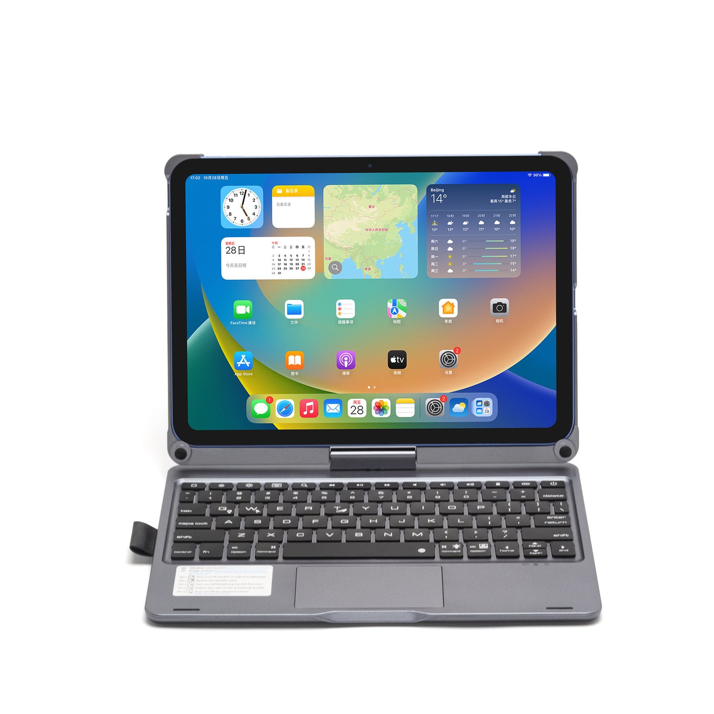 Bluetooth keyboard case for iPad 10th generation 360 degree rotation with multi-color backlight multi-touch protective Accessories