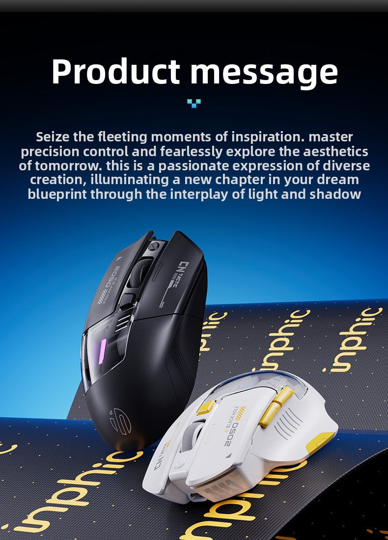 A9 Exploration Edition Bluetooth Wireless Mouse Silent Rechargeable Three-mode Office Game Glow