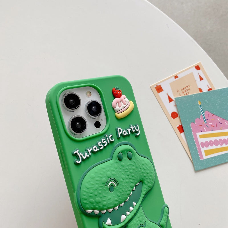 Accessories (Shipping fee not included) Stereo green dinosaur for iPhone14promax Apple 13 mobile phone case 12 new 11 creative 14Pro