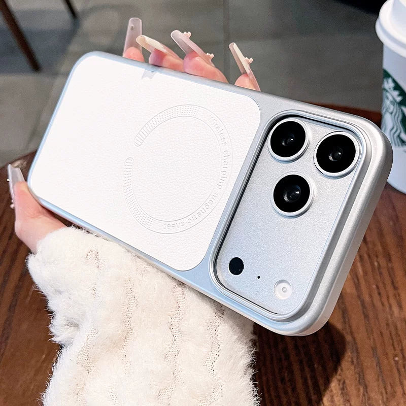 Instant Change for iPhone 17 Pro Max Case New iPhone 16 Protective Case Ultra-thin 15 Pro Lychee Leather Texture Full Coverage Shockproof Magnetic Women's Premium Soft Edge Hard Case Phone Accessories