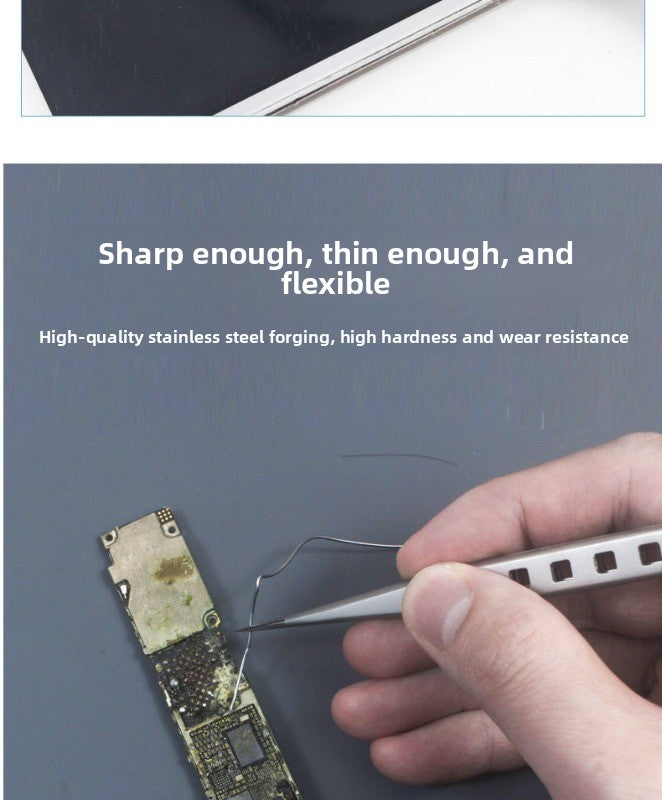 Stainless steel bend, extra hard antimagnetic tweezers, high precision straight bend pointed tweezers, mobile phone repair, anti-static repair tools
