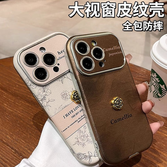 Accessories Camellia is suitable for Apple 15promax mobile phone case, new iphone14 anti-drop protective case, men's retro premium.