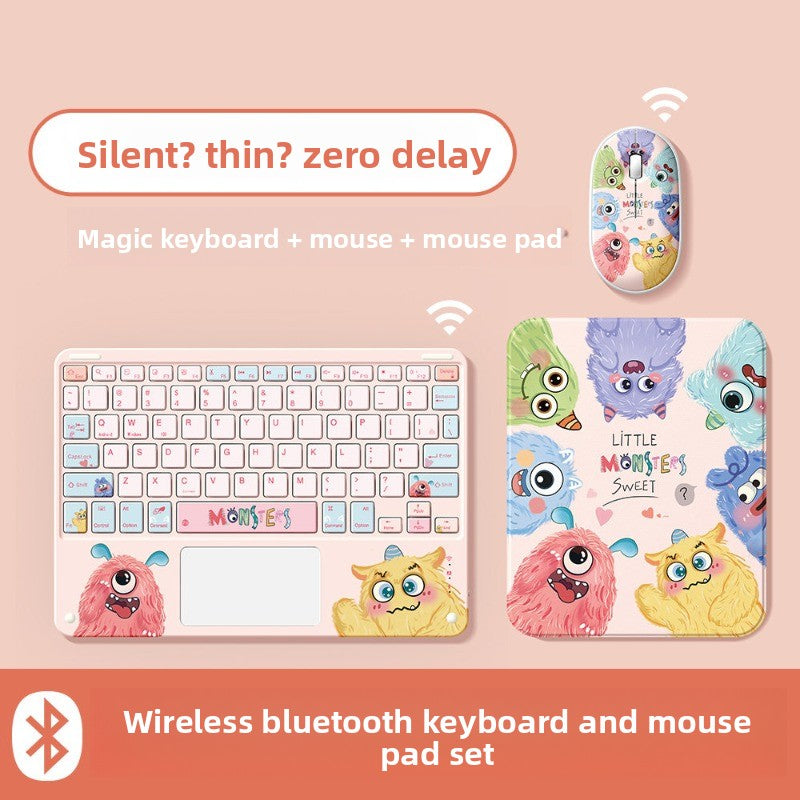 Wireless Bluetooth Keyboard Set For Apple Huawei Xiaomi Tablet PC Special External iPad Keyboard Mouse Set Office Silent No Delay Comfortable and Thin Little Monster Tablet Accessories