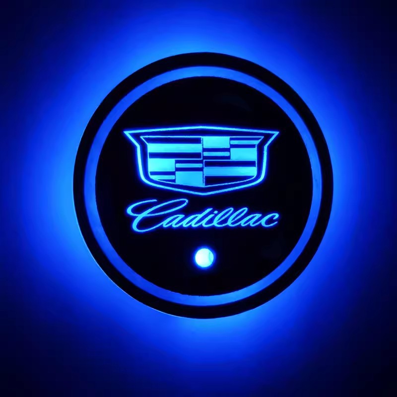 (Free shipping) Full brand Car LED light water coaster Colorful water coaster Car atmosphere light USB charging Non-slip mat