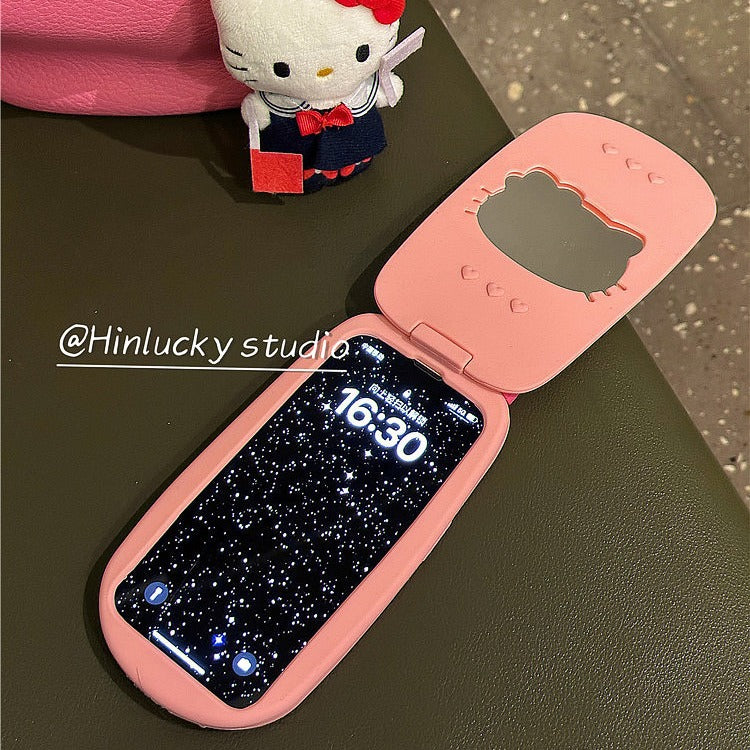 Accessories pink cartoon KT cat flip big brother for apple 14 mobile phone case iphone15pro max new 13p