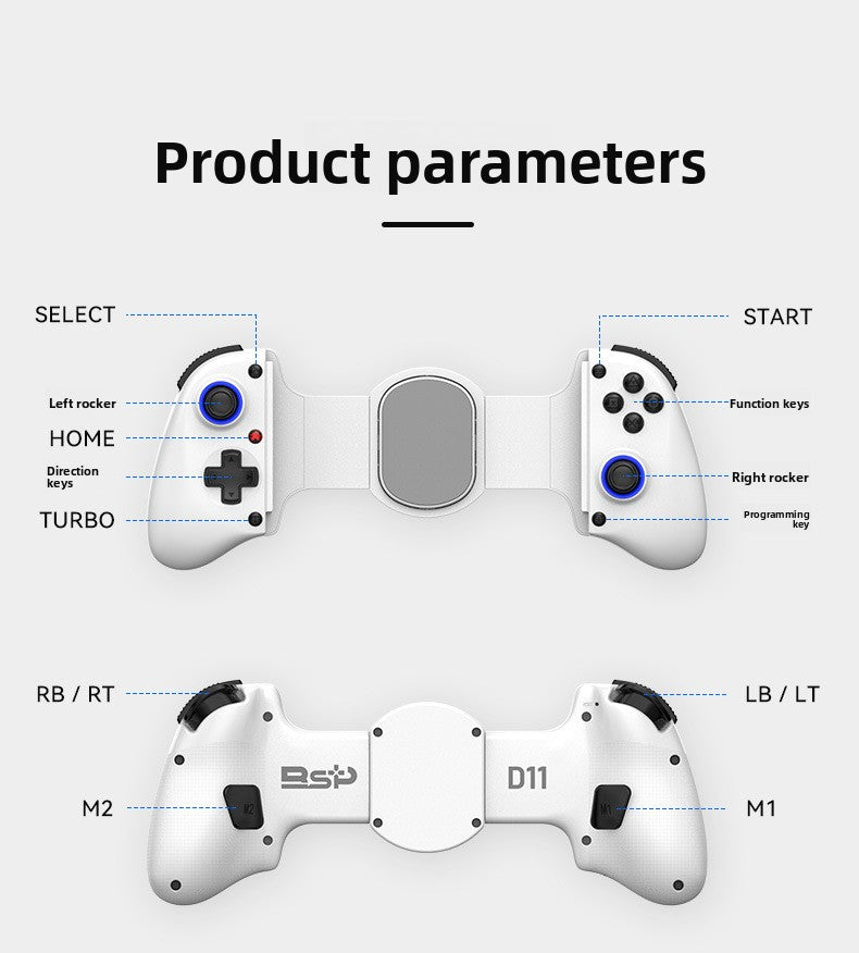 D11 Stretch Gamepad Wireless Bluetooth Hall Trigger Macro Back Key Switch Android IOS Streaming Handle PC