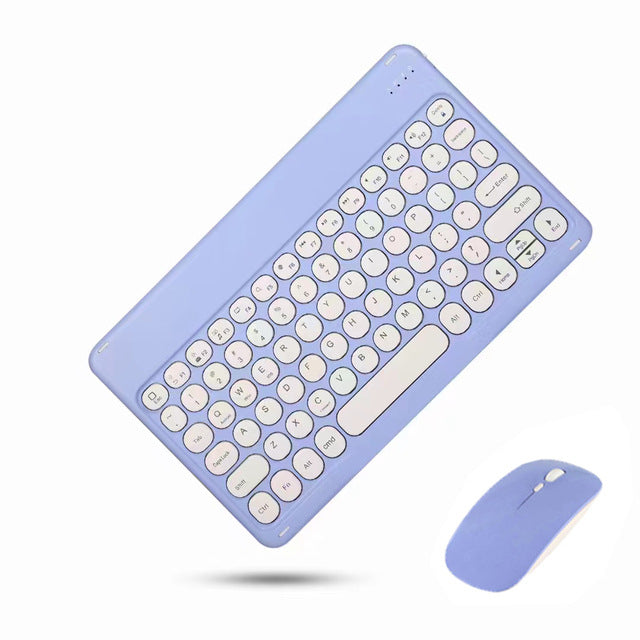 Applicable to ipad tablet bluetooth keyboard mobile phone new ultra-thin and lightweight round keycap keyboard dual-mode mouse set protective Accessories