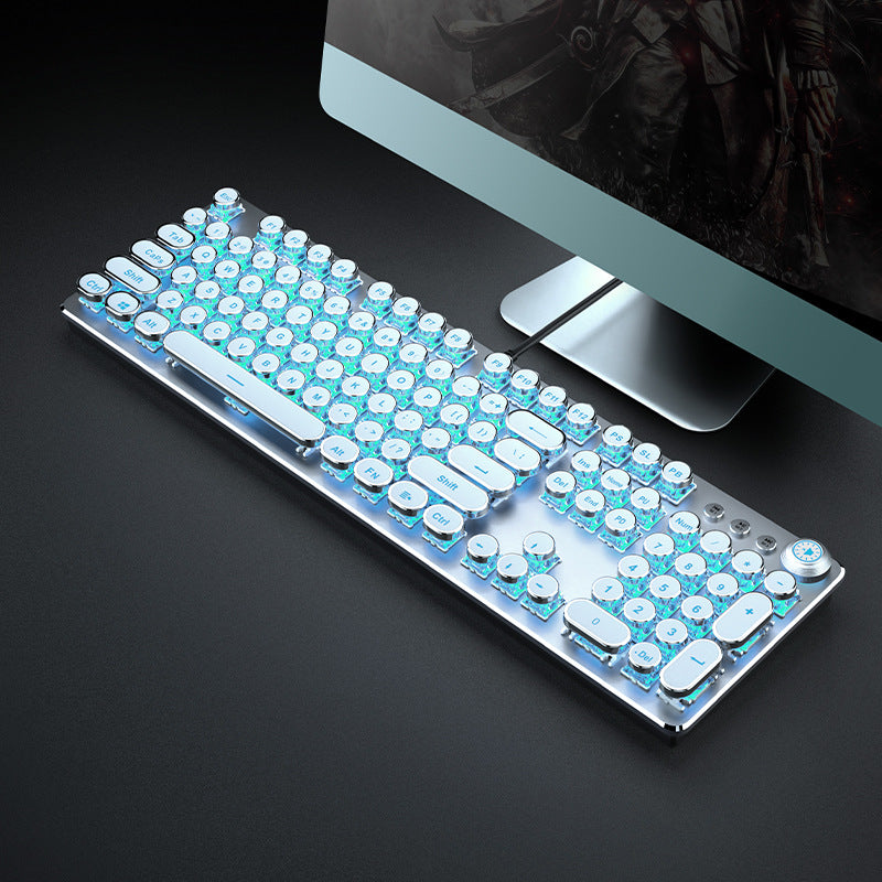 E-sports wired mechanical keyboard Metal key cap Mechanical shaft keyboard mouse headset Punk game keyboard mouse