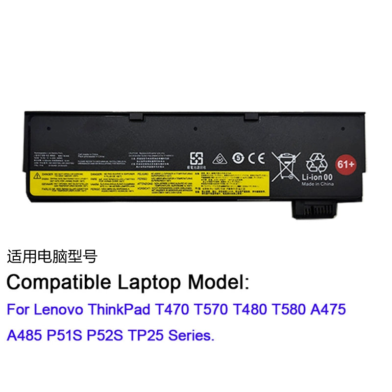 (Shipping fee not include)forFor  Lenovo  T470 T480 T570 T580 P51S P52S 01AV491 battery 61+