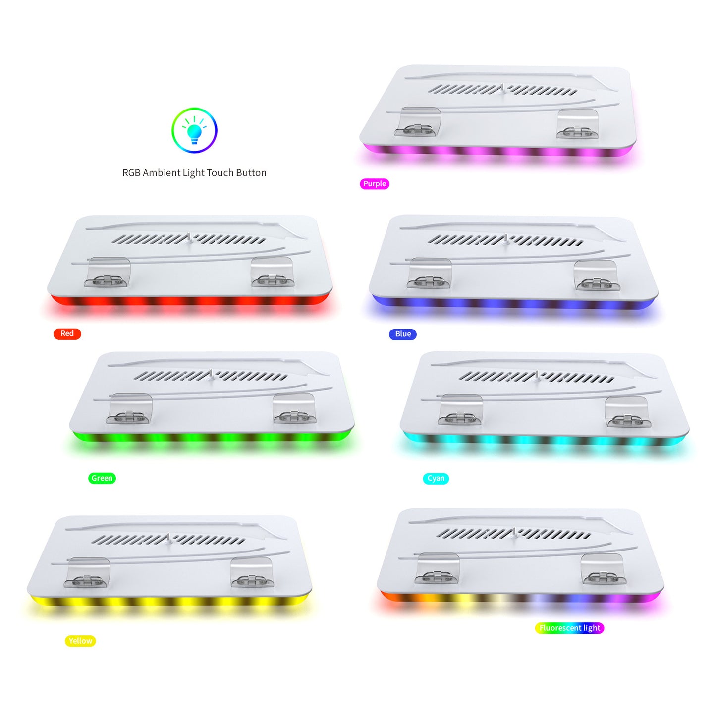PS5/PS5 SLIM host RGB ambient light cooling fan charging base PS5 handle seat charging storage bracket
