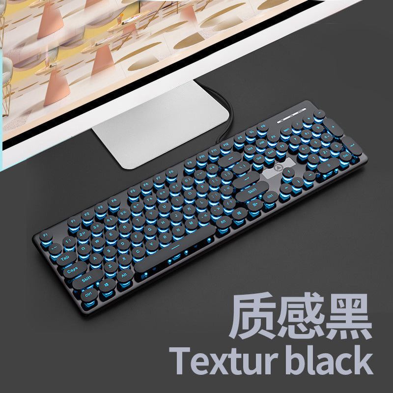 Silver carving V8 punk mechanical feel keyboard mouse set luminous game computer accessories